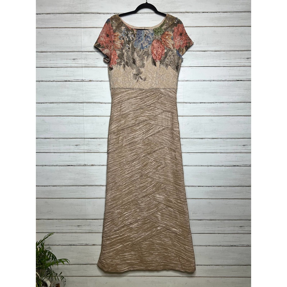 Adrianna Papell Column Gown Matelass Floral Dress Size 12 - Picture 13 of 14